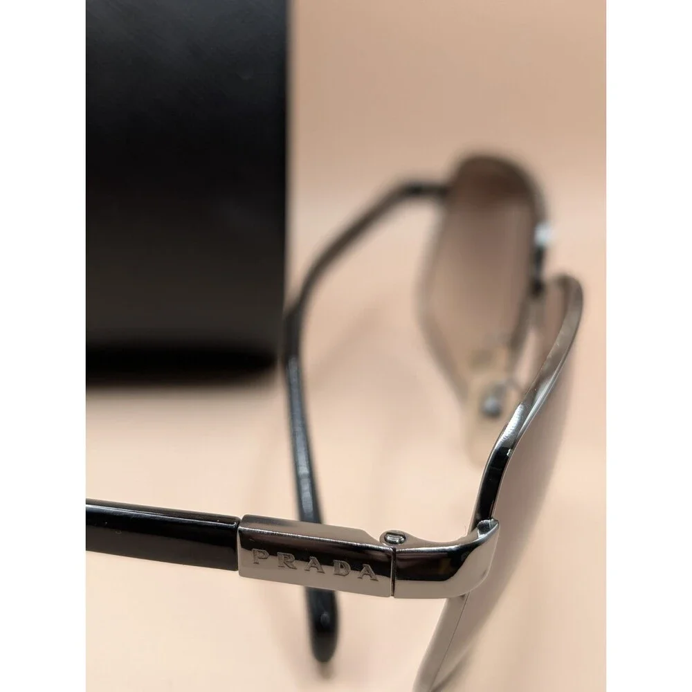Prada Sunglasses SPR 54Q 610216 SAV 135 24 Gradient Black Gunmetal/Silver *FLAW*
